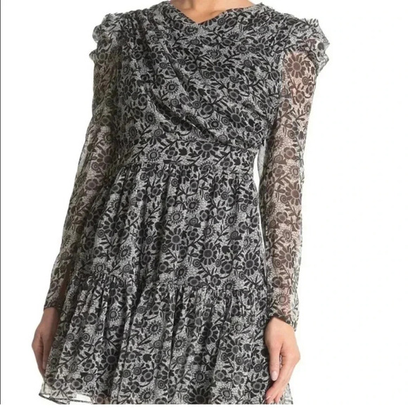 Walter Baker Black Floral Dress - NWT Size 4 - Picture 1 of 8